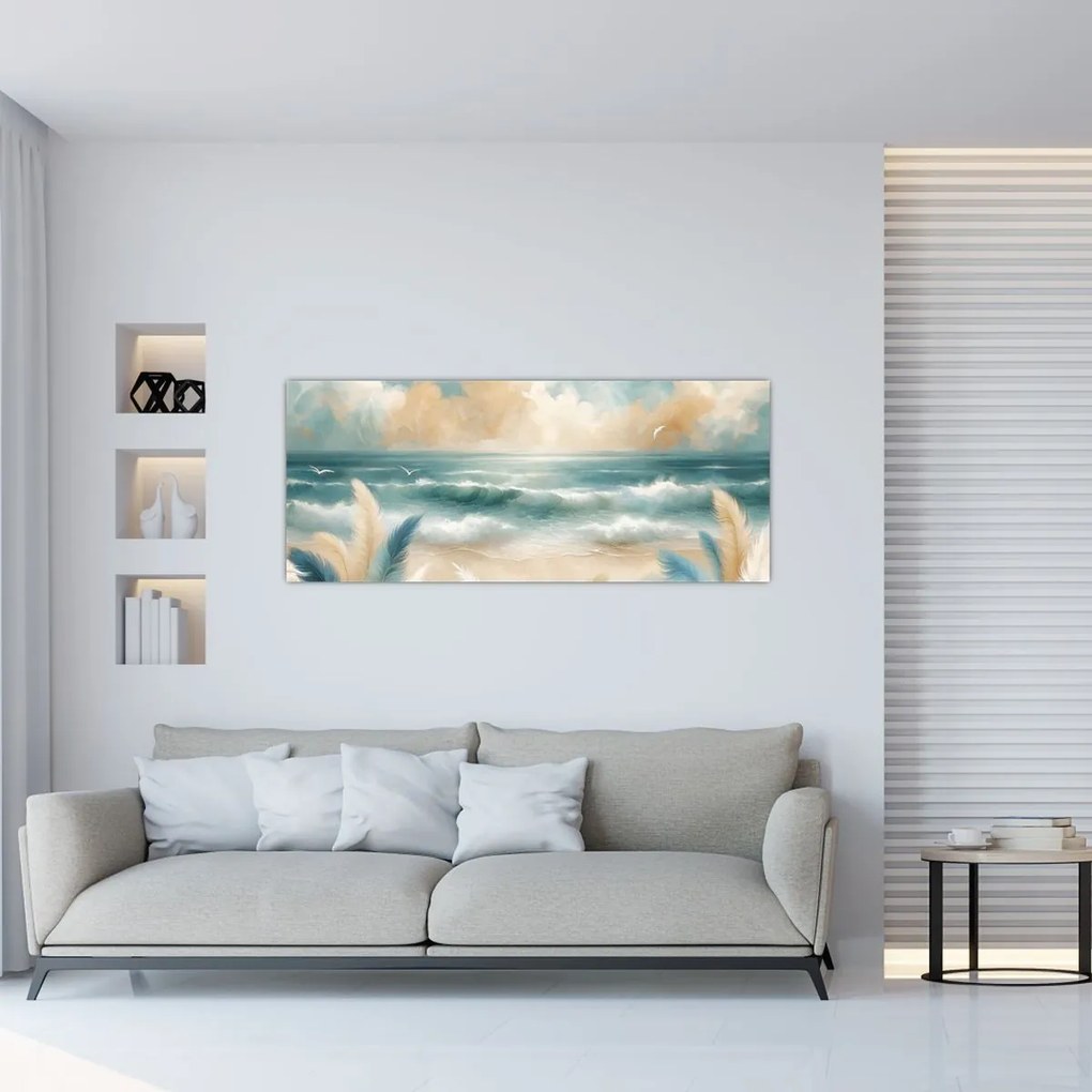 Tablou – Plajă pictată în culori delicate (120x50 cm)