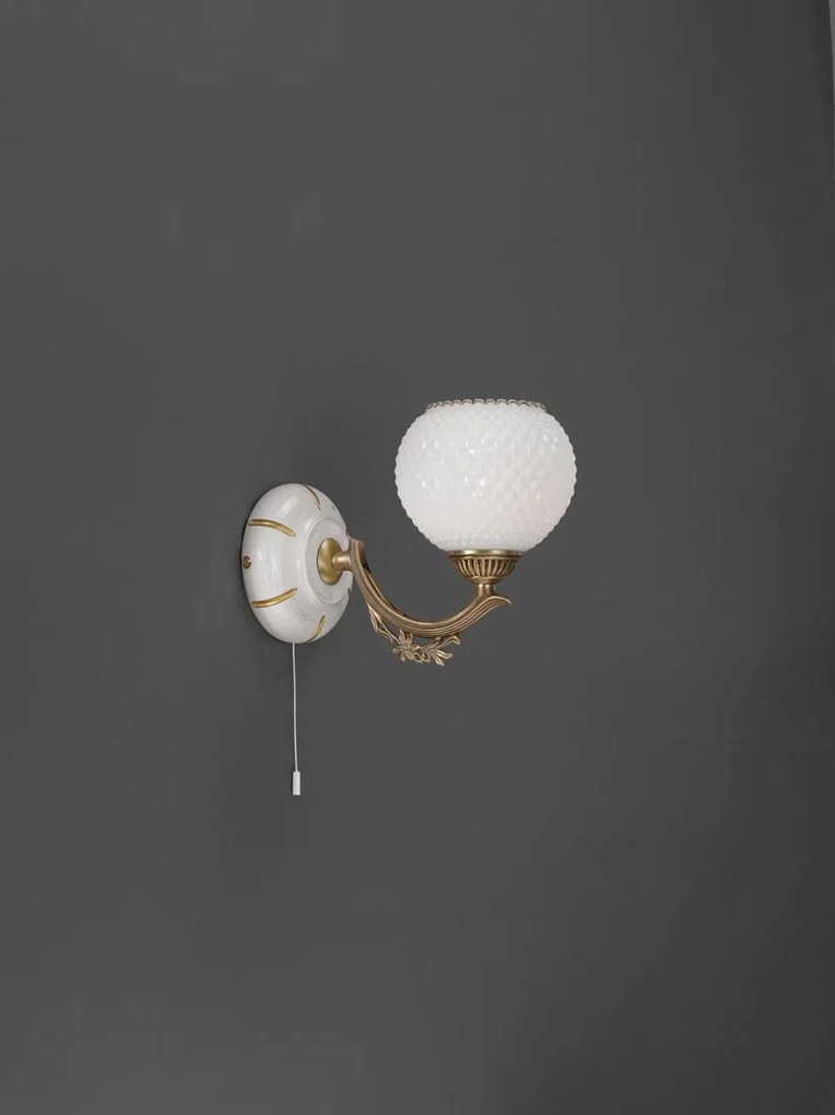 Aplica de perete clasic design italian din alama, sticla si lemn 8655 RA-A. 8655/1