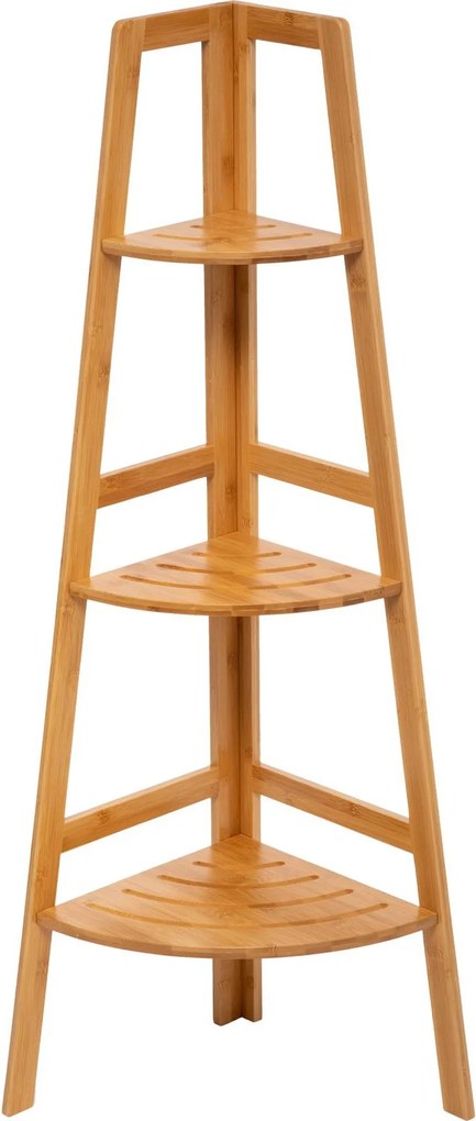 Raft de baie pe colț, bambus, 3 niveluri