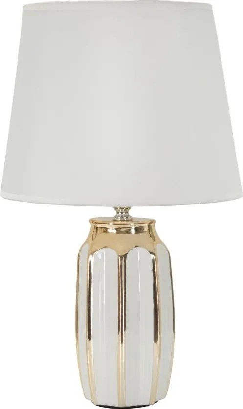 Veioză albă-aurie din ceramică cu abajur textil (înălțime 40,5 cm) Cassy – Mauro Ferretti