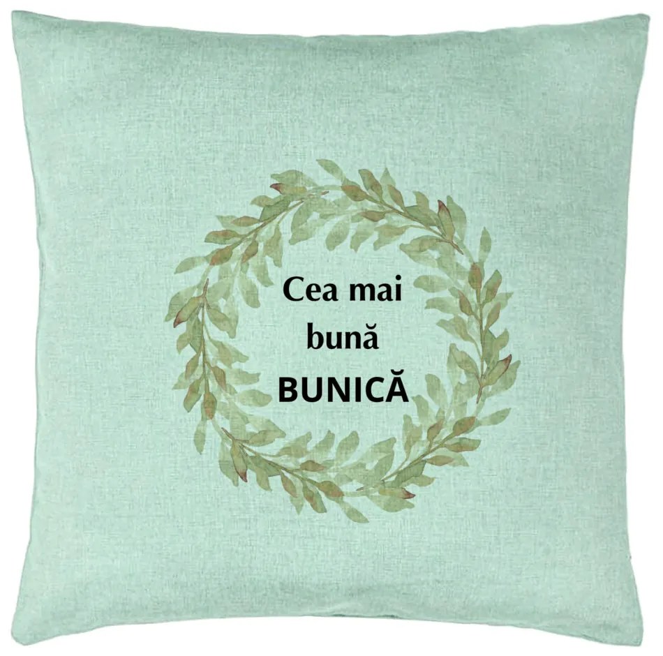 Perna Decorativa pentru Bunica 4, 40x40 cm, Verde Menta, Husa Detasabila, Burduf