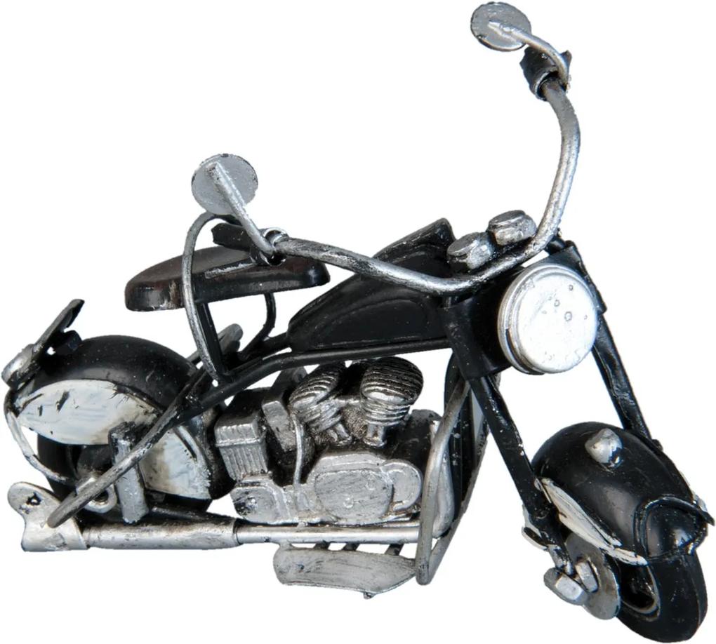 Macheta motocicleta retro metal negru 11 cm x 6 cm x 7 cm