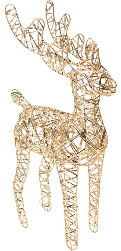 Ren de Crăciun luminos Champagne, 37 x 24 cm, 30micro LED, cu baterii, 24 cm