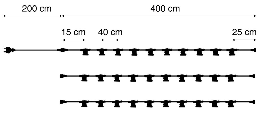 Ghirlandă luminoasă neagră conectabilă cu ștecher 14m 30 de lumini IP44 - Lubber