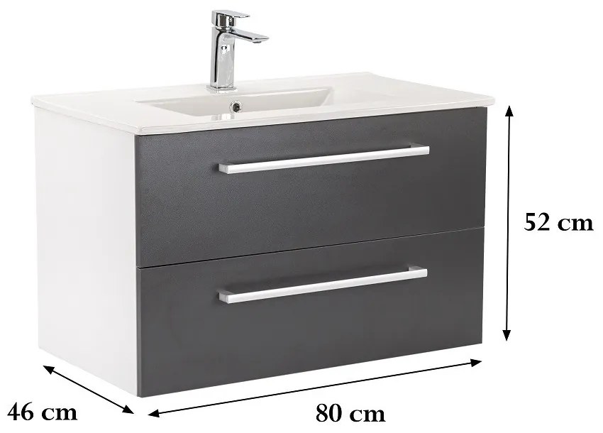 Dulap inferior Vario Clam 80 cu lavoar alb-antracit