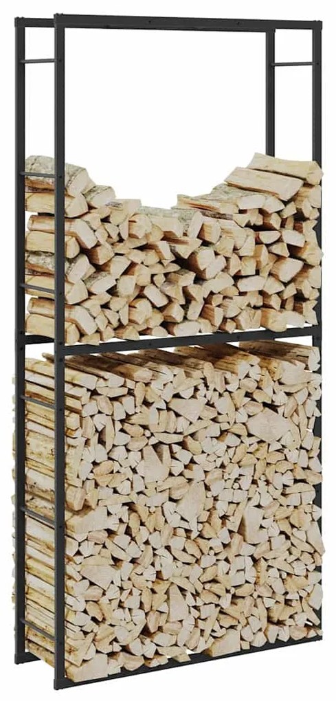 vidaXL Rastel pentru lemne de foc, negru, 100x30x209 cm, oțel