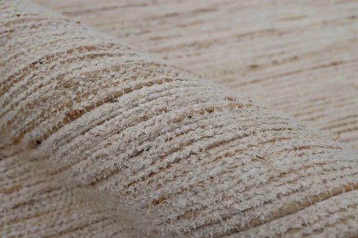 Covor din bumbac și iută țesut manual, antiderapant, bej natural, 200 x 300 cm, 1800 GSM, „Cotton Jute Carpet"