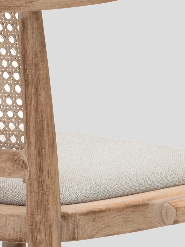 Scaun dining bej din rattan si panza Bruno