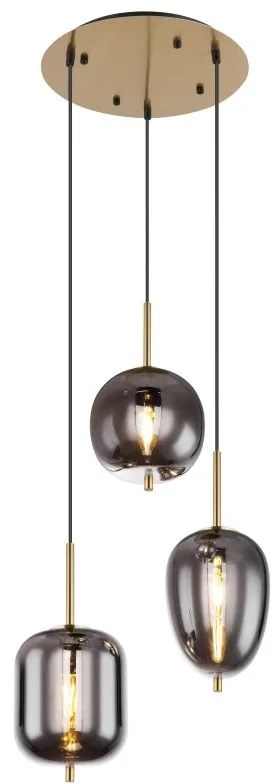 Lustra cu 3 pendule design modern Blacky I negru mat, alama