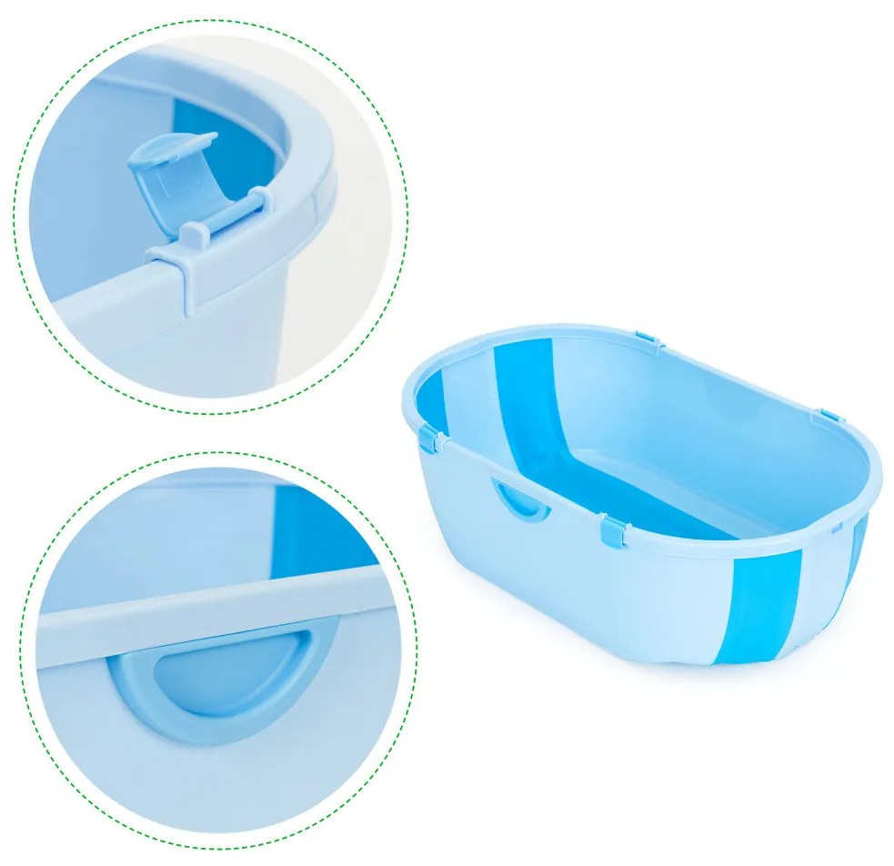 Cada pentru copii cu scurgere pliabilă albastru