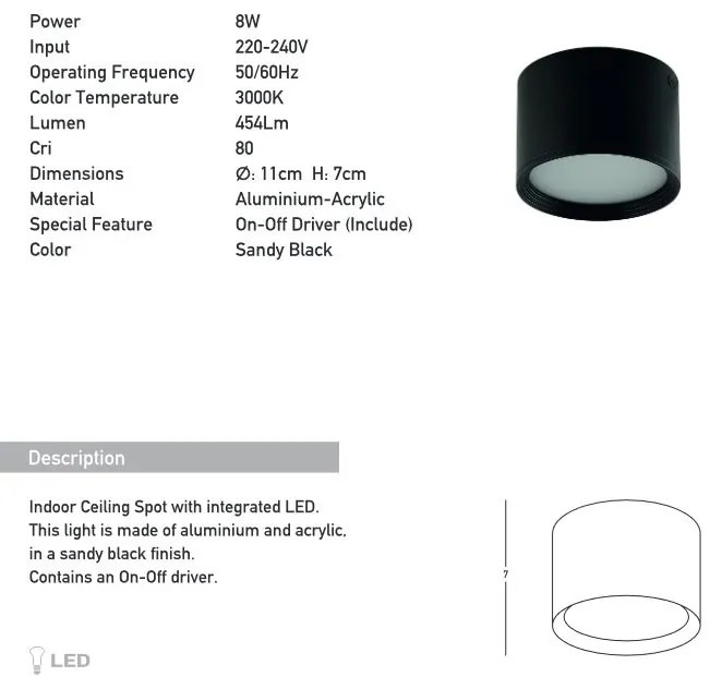 Spot LED aplicat tavan Lyss negru