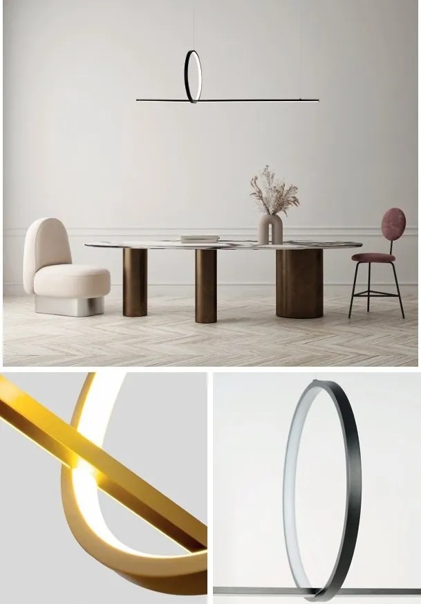 Lustra moderna neagra LED PELLE 3-STEP DIMM