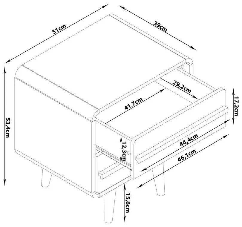 Noptieră neagră/în culoare naturală Chantal – Støraa