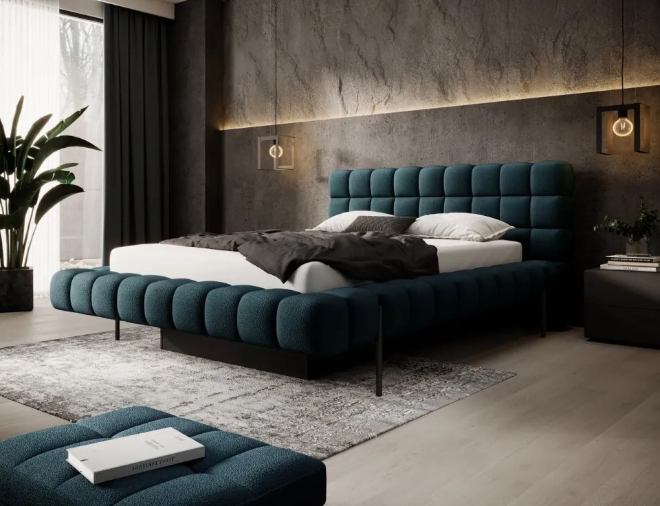 Pat tapitat, cu cadru metalic, spatiu pentru depozitare, cu mecanism de ridicare cu gaz, 160x200 cm, Magentta, Eltap (Culoare: Bej / Royal 20)