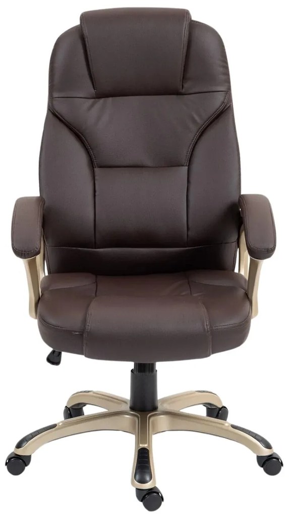 DESMOND Scaun directorial, recliner, pivotant, inaltime reglabila, rezistent 150 kg, piele PU, Maro Inchis