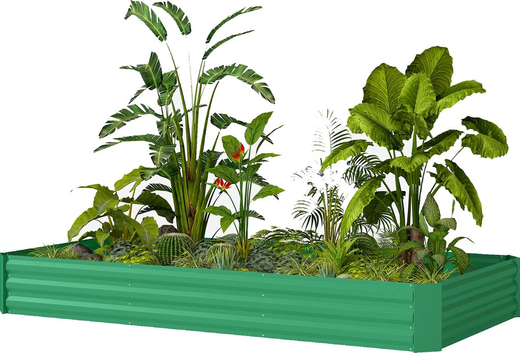 Outsunny Jardiniere de exterior, cadru galvanizat pentru cultivare cu margine de siguranță și fund deschis 240 x 120 x 30 cm verde | Aosom Romania