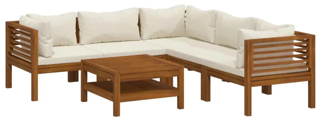 3086937 vidaXL Set mobilier grădină cu perne crem, 6 piese, lemn masiv acacia