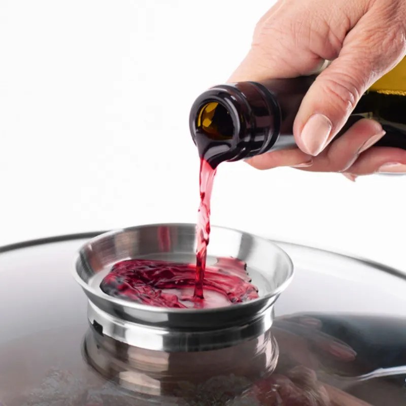 Cratita cu dozator Oliver Voltz OV54323B22A, 22 cm, 3.5 L, Capac sticla, Acoperire granit, Inductie, Rosu