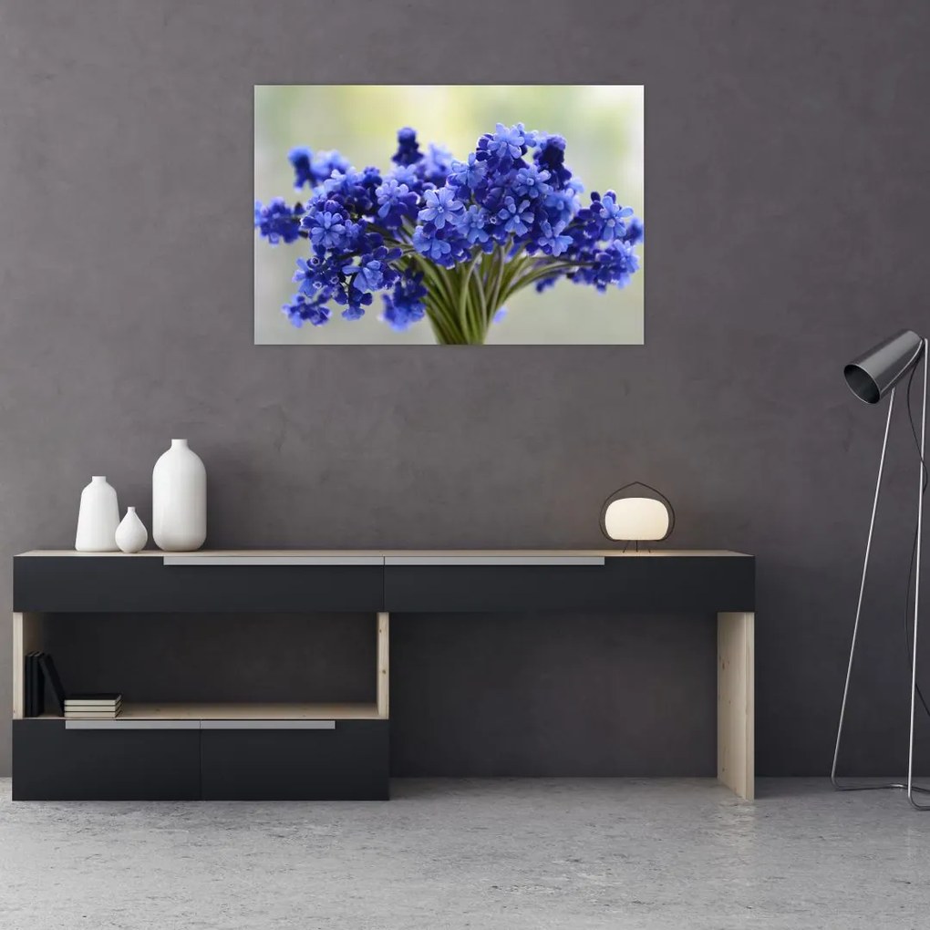 Tablou buchet cu flori albastre (90x60 cm)