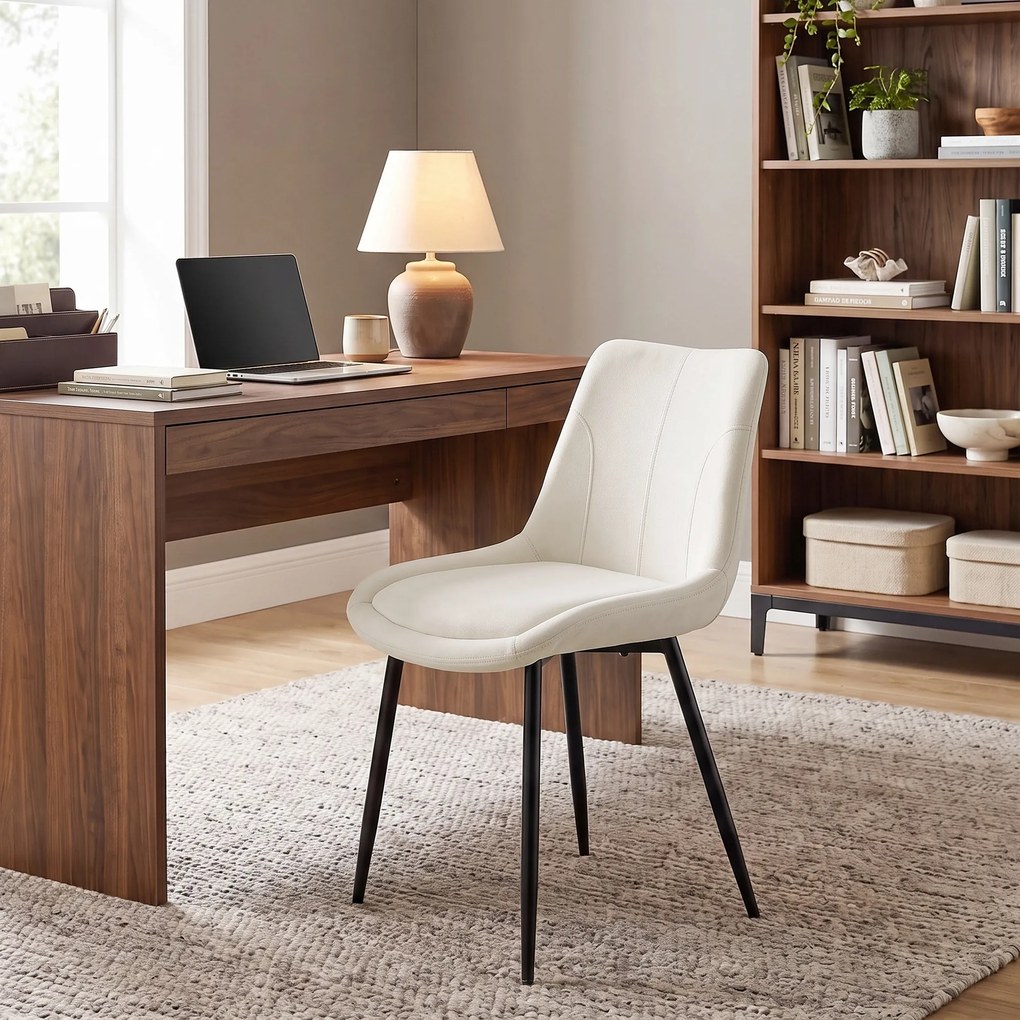HOMCOM Set 2 Scaune de Dining din Catifea pentru Bucătărie, Alb Crem | Aosom Romania
