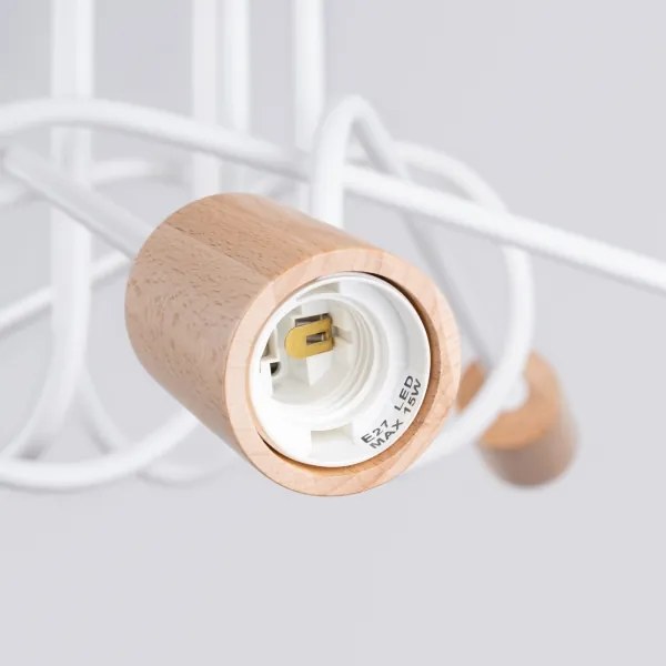 Lustră aplicată Sollux SL.1475 EMBER 5xE27/15W/230V alb/bej/fag