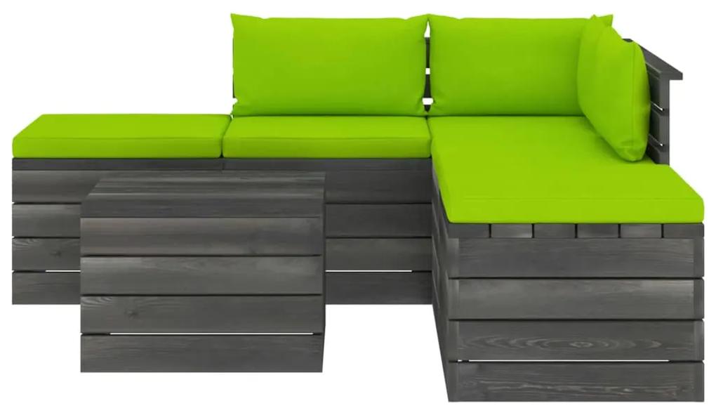 Set mobilier gradina din paleti cu perne 6 piese lemn masiv pin verde aprins, 6