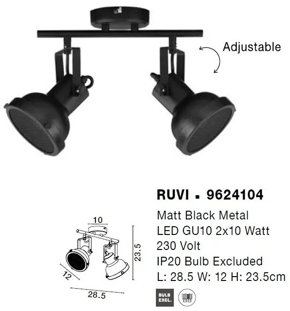 Lustra aplicata metalica design retro RUVI 2 negru