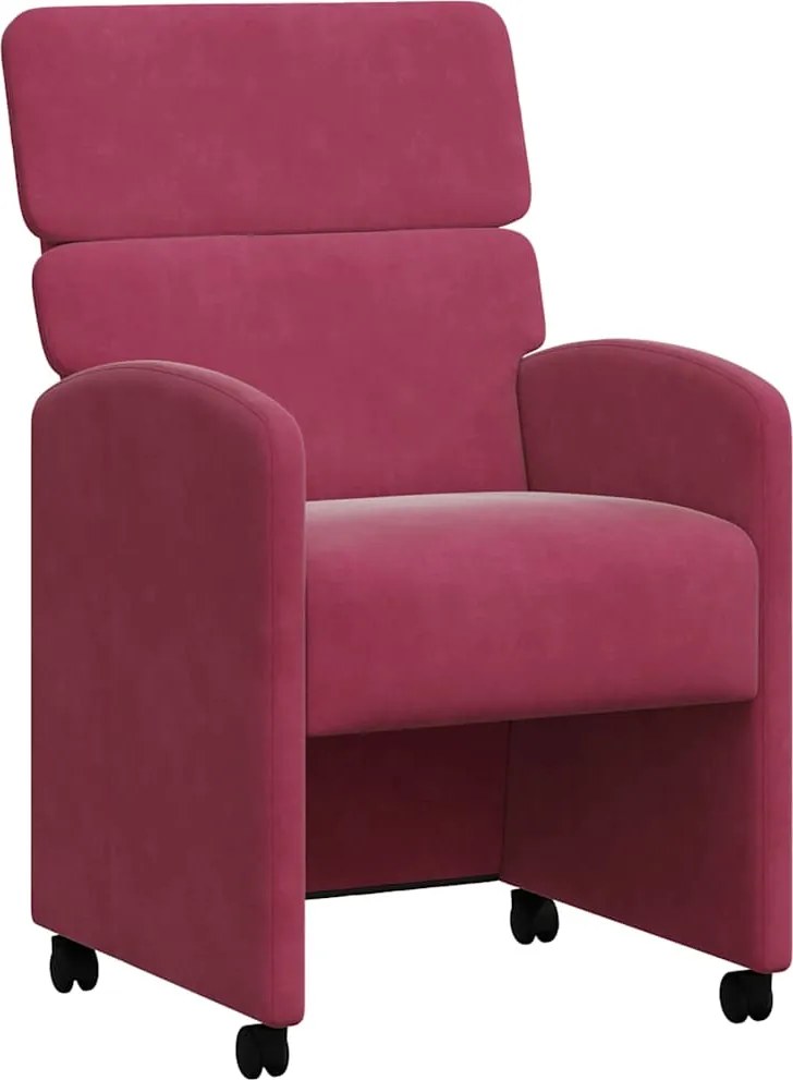 vidaXL Scaune de dining cu roți 2 pcs bordo 58 x 65 x 98 cm Catifea