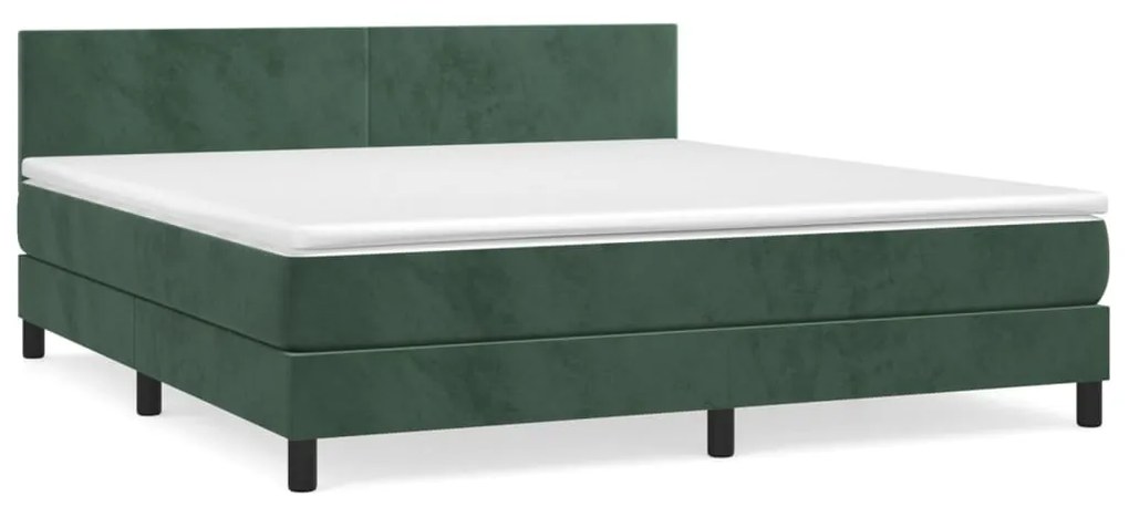 3141200 vidaXL Pat box spring cu saltea, verde închis, 180x200 cm, catifea