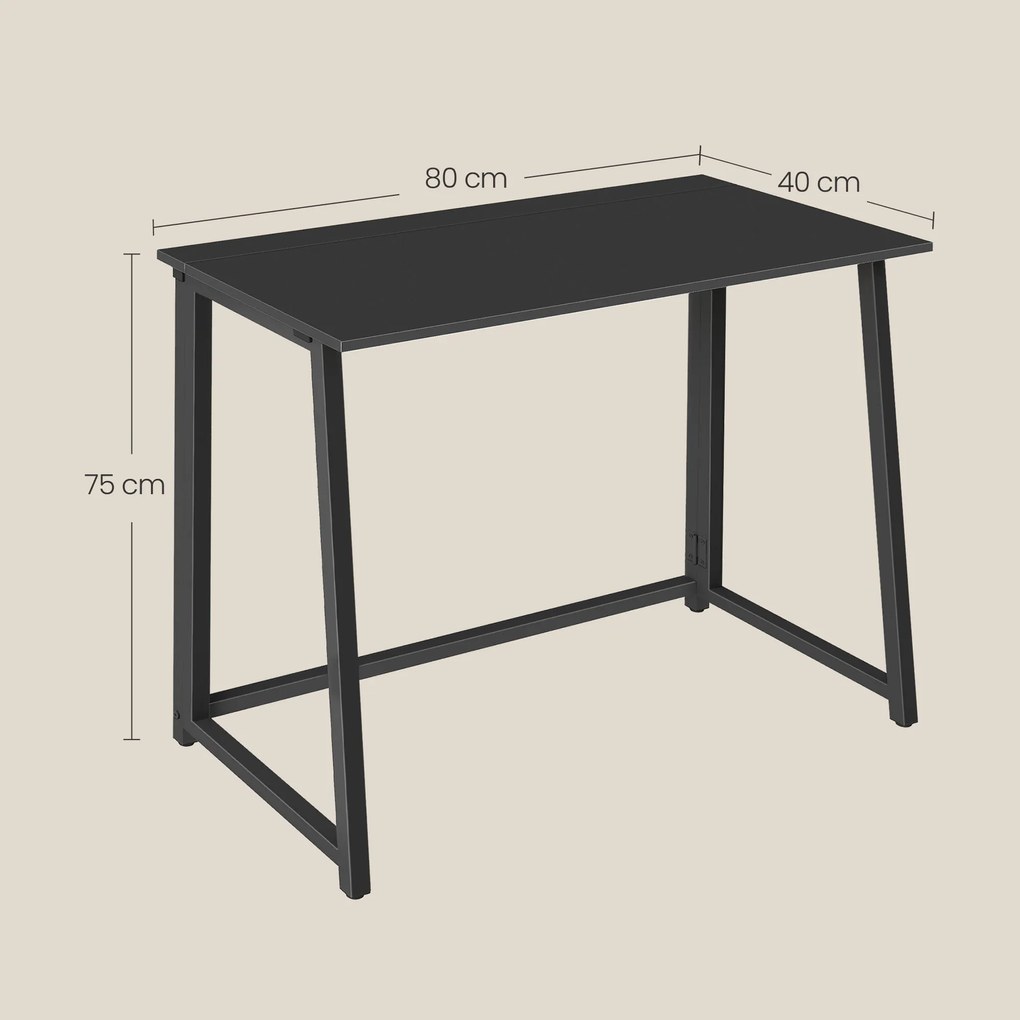 Set pentru birou – birou pliabil ZARIMO 80×40 cm negru + scaun de birou AVOLA VELVET gri