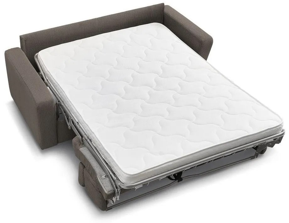 Canapea gri/maro extensibilă cu tapițerie din catifea reiată 195 cm Monaco – Bobochic Paris