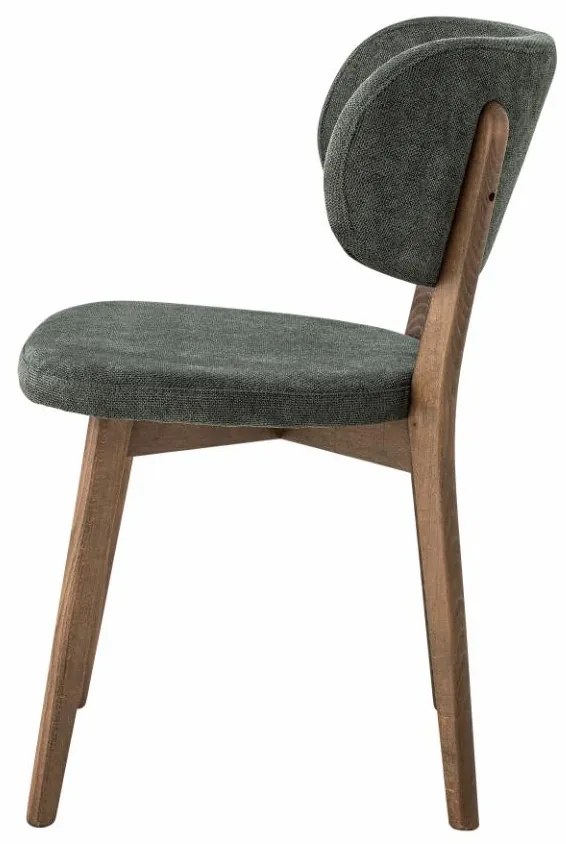 Scaun dining, verde, din lemn de stejar si stofa, Cally