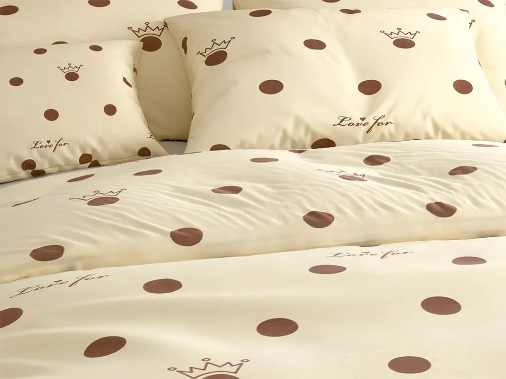 Lenjerie de pat din bumbac CROWN LOVE FOR bej Dimensiune lenjerie de pat: 70 x 90 cm | 140 x 200 cm