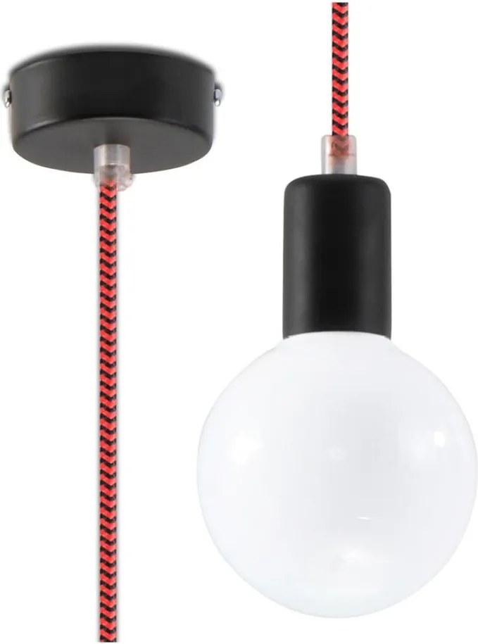 Lustră pe cablu EDISON 1xE27/60W/230V roșie-neagră