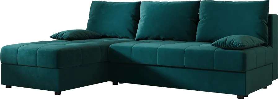 Coltar extensibil de colt VENORIA SLIM, petrol, reversibil, 200x143 cm + 2 perne GRATUIT