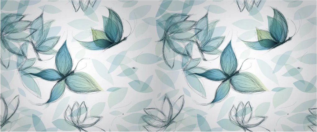 Tablou - Fluturași albaștri (120x50 cm)