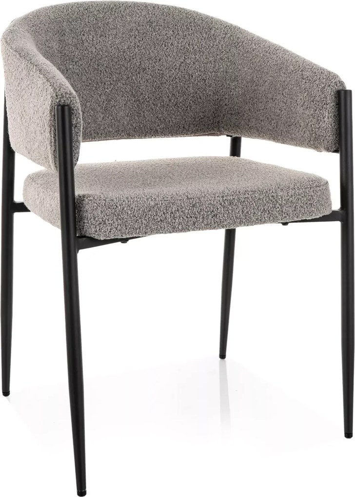 Scaun de dining AKITA cu picioare negre, gri