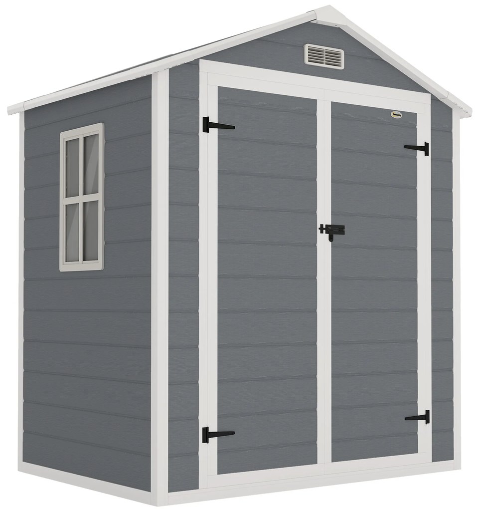 Outsunny Magazie Metalica pentru Gradina Gri Spatiu Depozitare Exterior | Aosom Romania