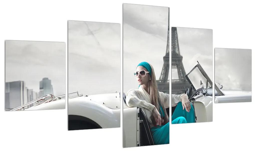 Tablou cu femeie și turnul Eiffel (125x70 cm), în 40 de alte dimensiuni noi