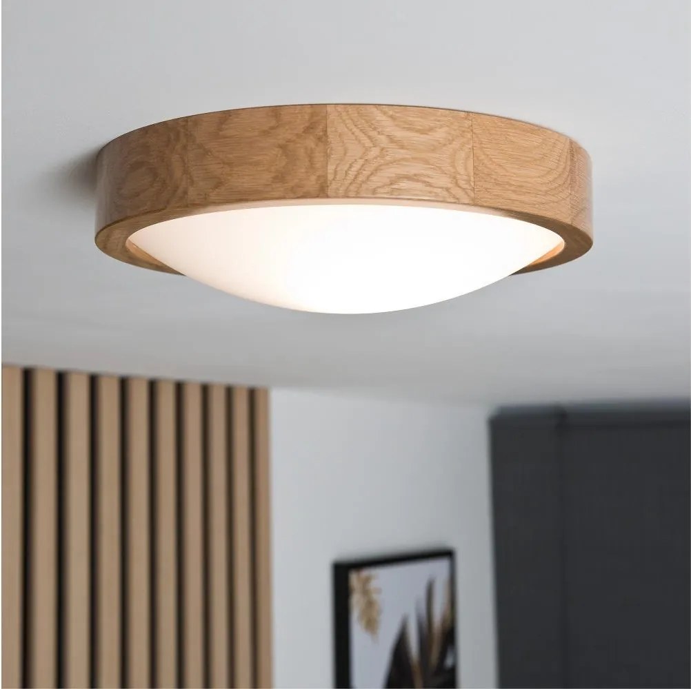 Brilagi-LED RGBW Plafonieră reglabilă CARVALHO SLIM, 1xE27/15W/230V, Wi-Fi, stejar natural, diametru 27 cm