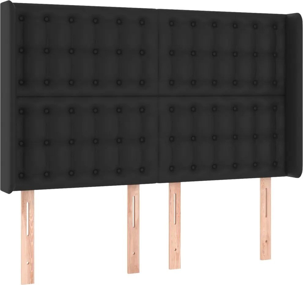 vidaXL Tăblie de pat cu aripioare, negru, 147x16x118/128 cm, piele eco