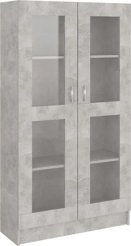 vidaXL Dulap cu vitrină, gri beton, 82,5x30,5x150 cm, lemn prelucrat