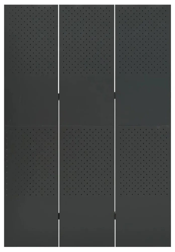 335897 vidaXL Paravan de cameră cu 3 panouri, antracit, 120x180 cm, oțel