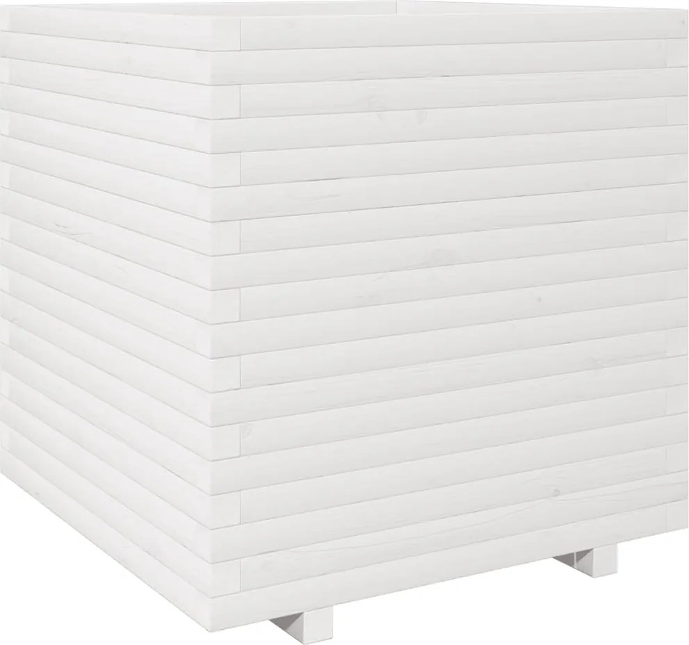 vidaXL Jardinieră de grădină, alb, 70x70x72,5 cm, lemn masiv de pin