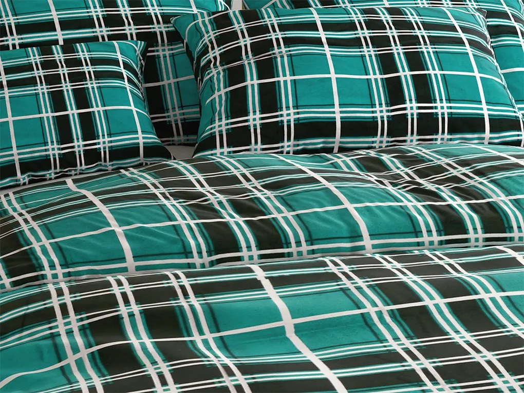 Lenjerie de pat flanelata KOSTKA verde Dimensiune lenjerie de pat: 70 x 90 cm | 140 x 200 cm