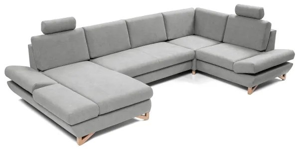 Colțar tapițat extensibil AVESTA în formă de U, cu spațiu de depozitare, gri