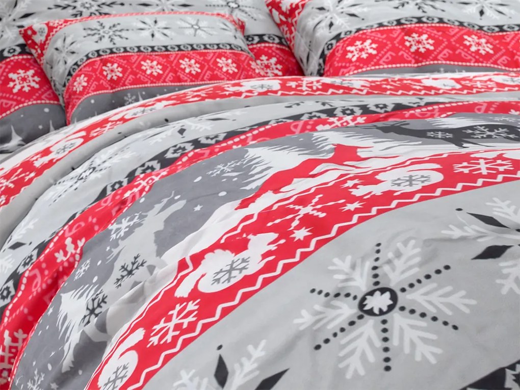 Lenjerie de pat flanelata SNOWY FOREST gri Dimensiune lenjerie de pat: 70 x 90 cm | 140 x 220 cm