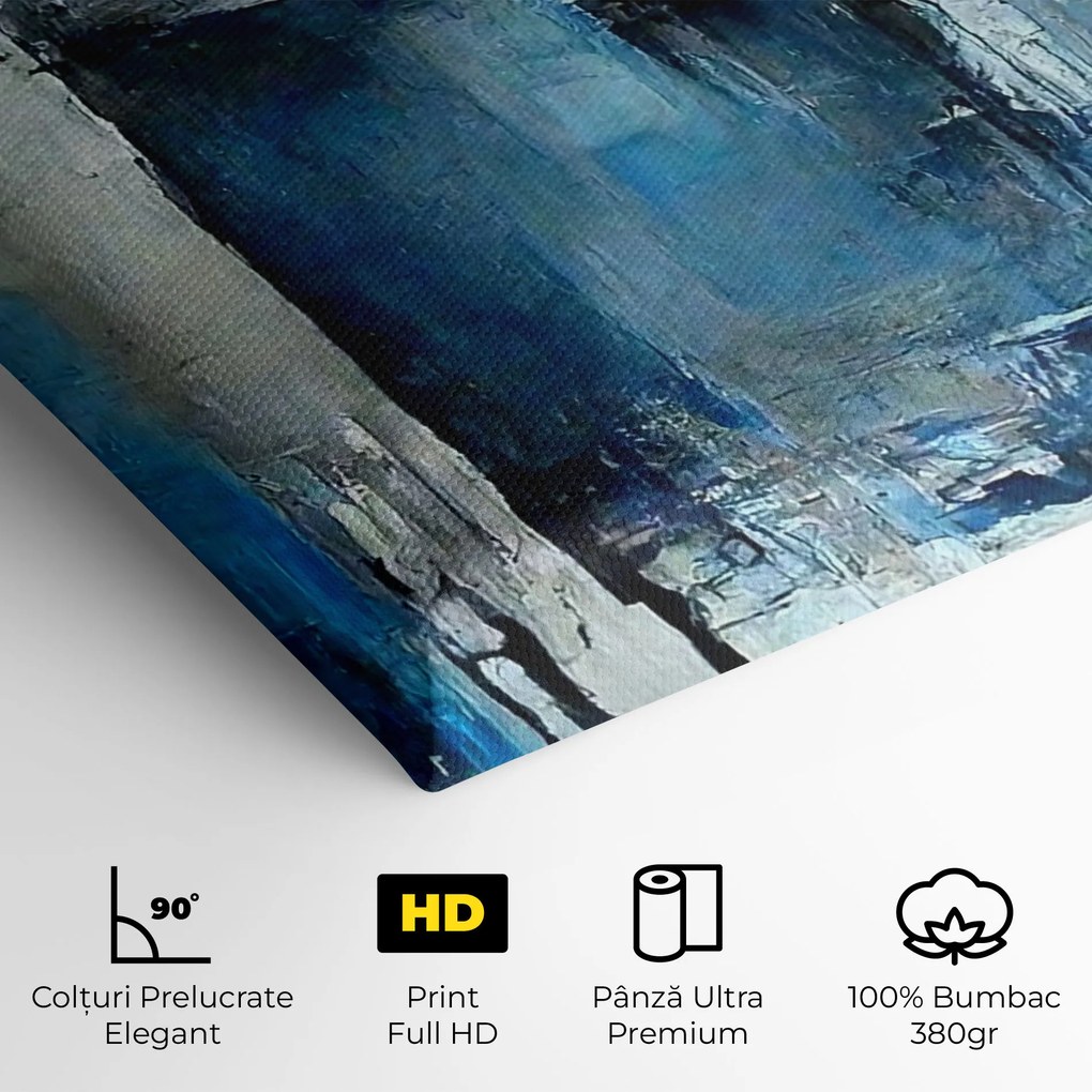 Tablou Canvas, 50x100cm, Dormitor si Living, Abstracte, Arta abstracta, Blue Gray Color