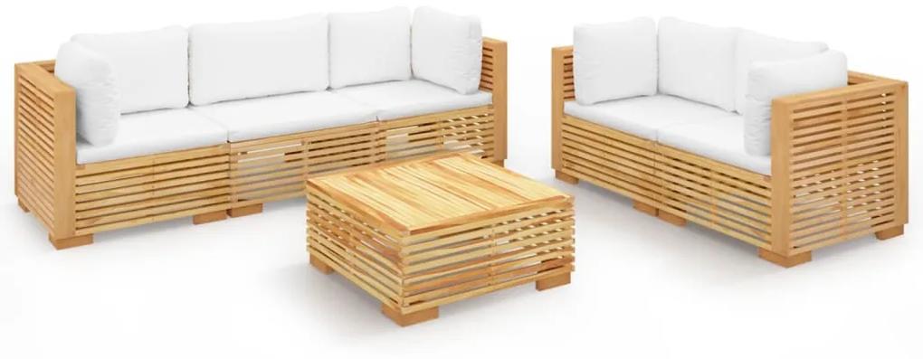 3100871 vidaXL Set mobilier grădină cu perne, 6 piese, lemn masiv de tec