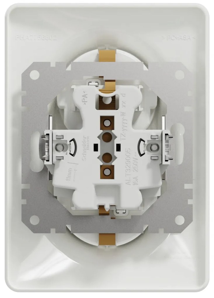 Priza dubla cu impamantare, 16A, IP20, Alb Schneider Sedna Design